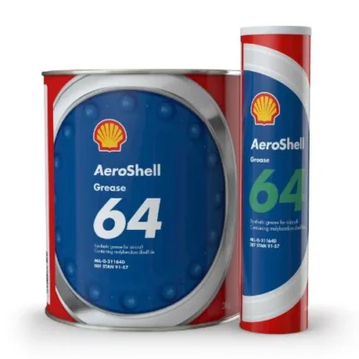 AeroShell Grease 64 – авиационная смазка обогащенная 5 % дисульфида молибдена. Одобрена для Boeing, Airbus и многих других типов самолетов.